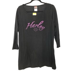 <Rare>NWT Harley Davidson Honolulu Blinding Light T-shirt 2XL cross back 3/4 sle